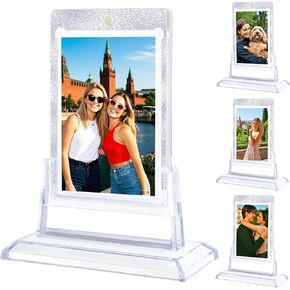 4 Pack Magnetic Card Holder for Trading Card, Card Protector Holders with Acrylic Stands Bases, Baseball Card Holder for MTG, Game Cards, Sports Cards, Football Cards Display