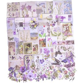 CHRYCELESTE 200pcs Vintage Scrapbook Stickers, Junk Journal Paper, Flowers, Butterflies Stickers, Mushrooms and Fungus Stickers, Plastic Case Packaging with Handy Pliers(Botanic Garden)