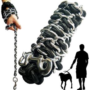 Dog Leash Metal Leashes Chain Rope with Pet Collar Training Walking Leads Heavy Duty Anti Bite 360 Hook for Medium and Large Dogs (X-Large)