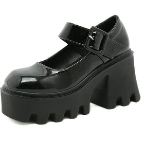 Women's Mary Janes Shoes for Women Platform Dress Chunky Pumps Round Toe Ankle Strap Pumps Shoes Oxfords