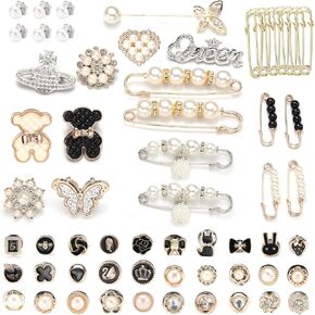 zgiraloca Charms for Socks Shoes,60pcs Bling Brooches and Safety Pins for Women,Pearl Charm Brooch Sock Shoe Pin Making Gold Jewelry Accessories