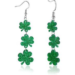 Artlunar St. Patricks Day Earrings Sparkly Acrylic Green Shamrock Lucky Clover Dangle Earrings for Women St. Patrick's Gifts in Kuwait