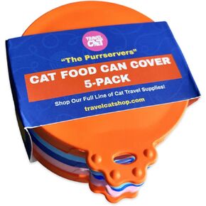 TRAVEL CAT Food Can Covers Lids - 5 Pack Reusable Silicone Pet Food Can Covers for Canned Food Storage - Multi-Colored Universal, Standard Size Canned Cat Food Covers for Dogs, Puppies, Cats' Food