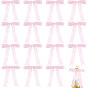Joez Wonderful 15 Pcs Twist Tie Bows, Pastel Satin Ribbon, Bowknot Decoration for Crafts, Satin Bows for Gift Wrapping, Christmas, Birthday, Party, Wedding (Red)