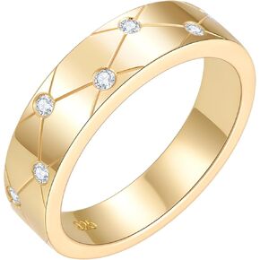 Moissanite Stackable Rings for Women | 925 Sterling Silver 14K Gold Plated Wedding Engagement Promise Eternity band Non Tarnish | Jewelry Birthday Gifts for Her Size 5-10