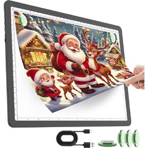TOHETO Rechargeable A4 Light Pad for Diamond Painting, Ultra Bright Tracing Light Box for Drawing, Wireless Lightbox for Tracing and Drawing, Cordless Diamond Art Light Board for Sketching (Black)