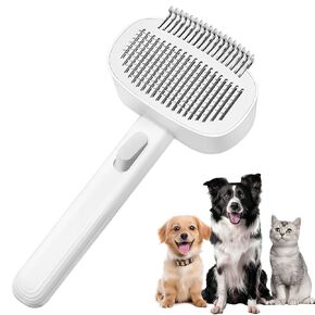 فرشاة قطة 2 في 1 مع زر التحرير ، فرش القطط لتلقي القطط ذات الشعر الطويل أو القصيرة ، Deseshedding Dog Brush undercoat Rake لإزالة الفراء الفضفاضة والفراء المليئة بالأبيض