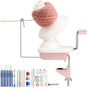 Lyvhoris Yarn Winder, Yarn Ball Winder for Crocheting Hand Operated, Pink Yarn Spinner 42 PCS Yarn Cake Winder Set