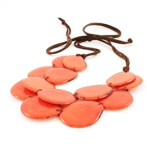 Double Strand Tagua Nut Necklace in Salmon, Classic and Adjustable, Perfect Gift for Mom or Grandmother, Fair Trade