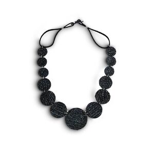 Banana Fiber Decrescent Necklace - Necklace for Women, Handmade Necklace, Eco-Friendly Pendant, Made in Brazil, Charm Jewelry, Women Artisan - Black