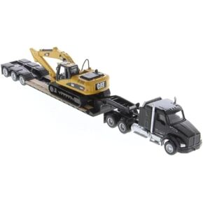 Diecast Masters | 1:87 Scale Kenworth T880s SBFS 40in-Sleeper Tandem Tractor with Lowboy Trailer and Cat 320D L Hydraulic Excavator | Model 84420