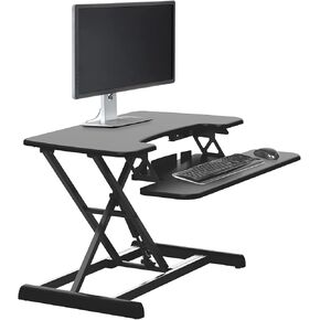 Vari - VariDesk Essential 36 - Two-Tier Standing Desk Converter for Monitor & Accessories - Height Adjustable Sit Stand Desk - Fully Assembled Monitor Riser for Home Office - 36" Wide, Black