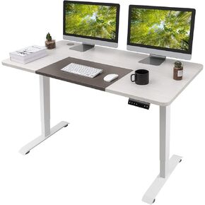 Homall Height Adjustable Electric Standing Desk, 55 x 28 Inches Stand Up Desk, Sit Stand Home Office Desk Computer Workstation with T-Shaped Metal Bracket (White)