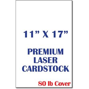 11" x 17" Cardstock Sheets for Inkjet or Laser Printers - 80lb Cover Matte Finish White - Tabloid Size Perfect for Flyers, Menu's, Posters, Covers - 50 Sheets