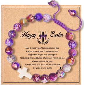 Girls Easter Basket Stuffers For Teens Girls christian easter gifts for kids teens birthday gifts for women Beaded Bracelets For Women First Communion Gifts For Girls Cross Bracelet For Women 6 7 8 9 10 11 12 13 14 1516 years old girl gifts Confirmation G
