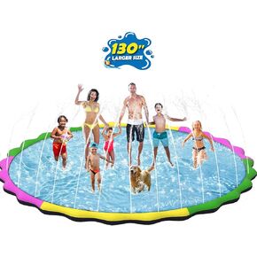 وسادة Splash للأطفال والكلاب ، Totiro 130 "وسادة الرشاش الكبيرة غير القابلة للانزلاق بركة الكلاب الكثيفة الصيف في الهواء الطلق لعبة الفناء الخلفي الفناء الخلفي العملاق حصيرة للأطفال الصغار أطفال الأطفال الفتيات 3-12