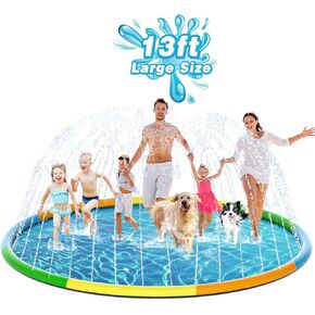 EPN Splash Pad, 13FT Size Extra Large Sprinkler Play Mat for Dogs & Kids, Thicker Pool Summer Outdoor Water Toys Fountain Pad for 3+ Children & Pets