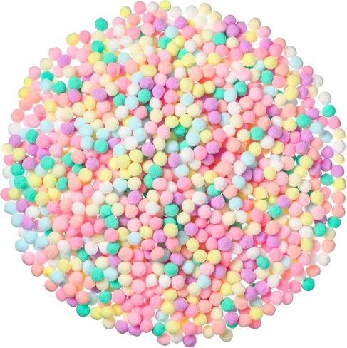 Tegeme 2000 Pieces Pom Poms 1 سم متنوعين الكلام والكرات الغامضة لخريف عيد الميلاد للفنون وتصنيع الحرف (ألوان فاتحة) in Saudi Arabia