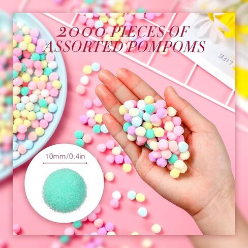 Tegeme 2000 Pieces Pom Poms 1 سم متنوعين الكلام والكرات الغامضة لخريف عيد الميلاد للفنون وتصنيع الحرف (ألوان فاتحة) in Saudi Arabia