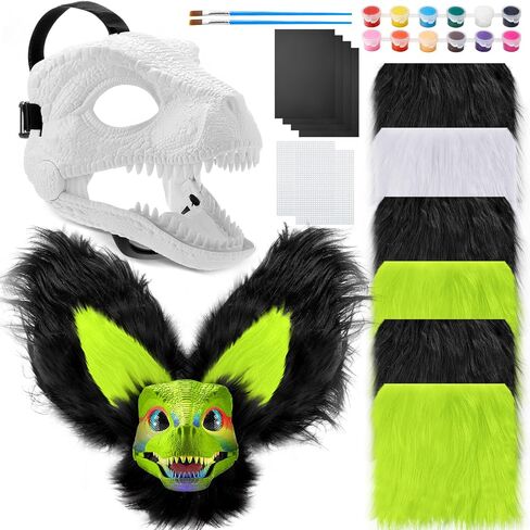 13 Pcs DIY Dino Mask Kit Hard Plastic Dinosaur Mask Furry Therian Dino Costume Kit Animal Dinosaur Party Costume in Saudi Arabia