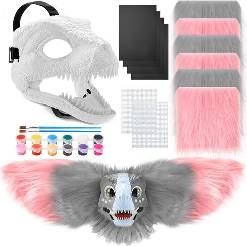 13 Pcs DIY Dino Mask Kit Hard Plastic Dinosaur Mask Furry Therian Dino Costume Kit Animal Dinosaur Party Costume in Saudi Arabia