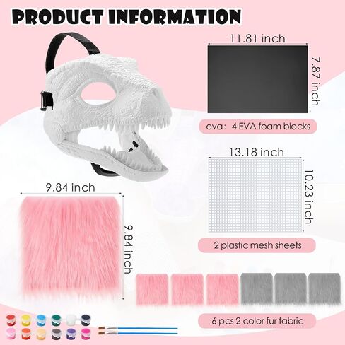 13 Pcs DIY Dino Mask Kit Hard Plastic Dinosaur Mask Furry Therian Dino Costume Kit Animal Dinosaur Party Costume in Saudi Arabia