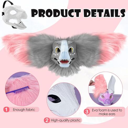 13 Pcs DIY Dino Mask Kit Hard Plastic Dinosaur Mask Furry Therian Dino Costume Kit Animal Dinosaur Party Costume in Saudi Arabia