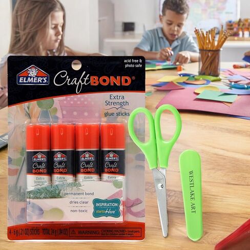 عصي غراء قوة Craftbond ، 0.16 أوقية ، غراء واضح للورق ، النسيج والمزيد ، مجمعة مع مقص الورق ، الترابط ، تطبيق سريع ، خالية من الفوضى [2 حزمة] in Kuwait