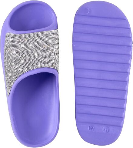 Women's Rhinestone Slides Dazzling Glitter Slippers with Thick Sole Crystal Platform Casual Bling Sandals for Women Diamond Pillow Slippers Open Toe ﻿ in Saudi Arabia
