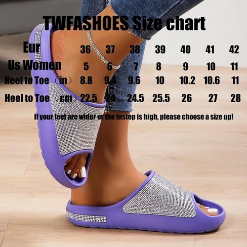 Women's Rhinestone Slides Dazzling Glitter Slippers with Thick Sole Crystal Platform Casual Bling Sandals for Women Diamond Pillow Slippers Open Toe ﻿ in Saudi Arabia