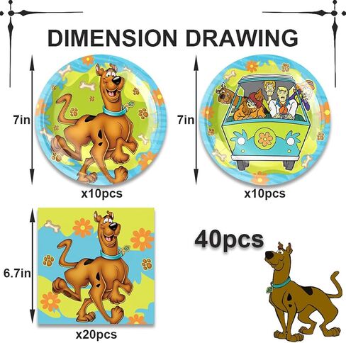 تشمل إمدادات حفلات SCOOBY 40pcs 20 لوحة ، 20 مناديلًا لزخرفة حفلة عيد ميلاد SCOOBY ، X ، Red in Kuwait