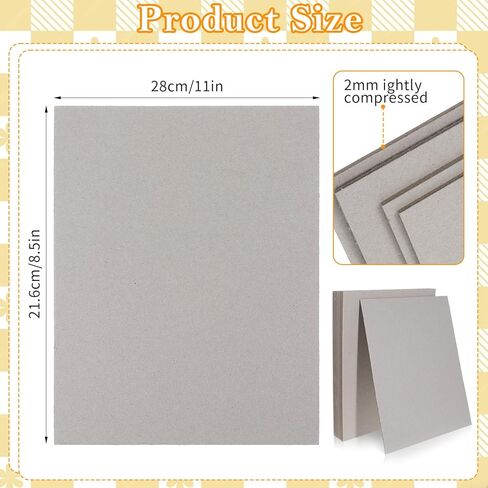20 Pcs Book Board for Book Binding 8.5 x 11 Book Board Heavy Duty Chipboard Sheets 80 PT 2mm Thick Binders Board Chipboard Designer Bookboard Grey Chipboard Card Board Sheets for Bookbinding Cover in Kuwait