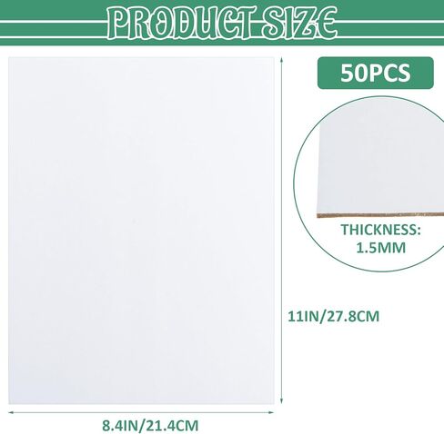 Dajave 50 Pack Book Board 11 × 8.5 بوصة ، لوحات لوحة لوحات لوحية من البيت البيضاء 1.5 مم 50PT in Kuwait