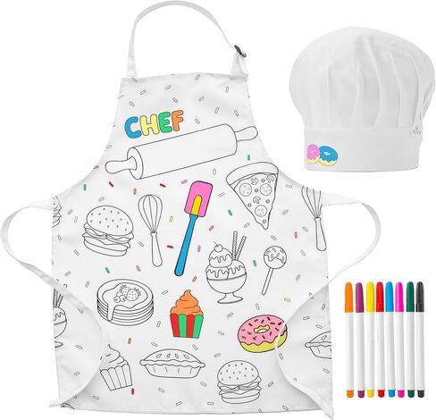 TOVLA JR. Apron Gift Set for Kids with Pocket for Boys and Girls, Comfortable Cotton Canvas for Baking and cooking in Kuwait