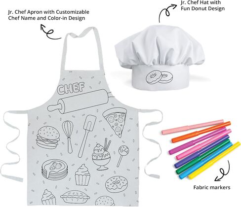 TOVLA JR. Apron Gift Set for Kids with Pocket for Boys and Girls, Comfortable Cotton Canvas for Baking and cooking in Kuwait