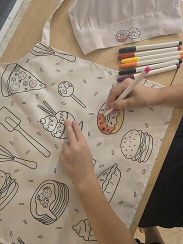 TOVLA JR. Apron Gift Set for Kids with Pocket for Boys and Girls, Comfortable Cotton Canvas for Baking and cooking in Kuwait