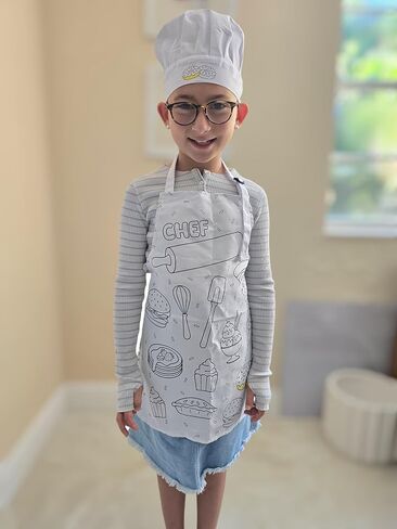 TOVLA JR. Apron Gift Set for Kids with Pocket for Boys and Girls, Comfortable Cotton Canvas for Baking and cooking in Kuwait