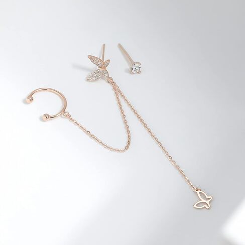 أقراط Meissa الذهبية للنساء الفراشة أذن الكفة تشيك تشيك ستريتنز أقراط هدايا فضية سترليني لصديقها in Kuwait