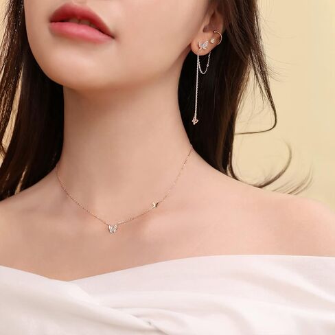 أقراط Meissa الذهبية للنساء الفراشة أذن الكفة تشيك تشيك ستريتنز أقراط هدايا فضية سترليني لصديقها in Kuwait