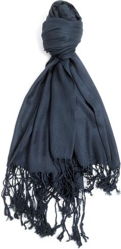 boxed-gifts Soft & Silky 100% Pashmina Scarf with Tassels - Elegant Scarf Shawl Wrap + Lightweight Solid Scarf for Women in Kuwait