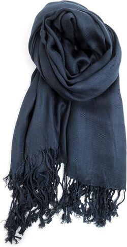boxed-gifts Soft & Silky 100% Pashmina Scarf with Tassels - Elegant Scarf Shawl Wrap + Lightweight Solid Scarf for Women in Kuwait