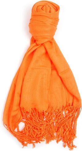 boxed-gifts Soft & Silky 100% Pashmina Scarf with Tassels - Elegant Scarf Shawl Wrap + Lightweight Solid Scarf for Women in Kuwait