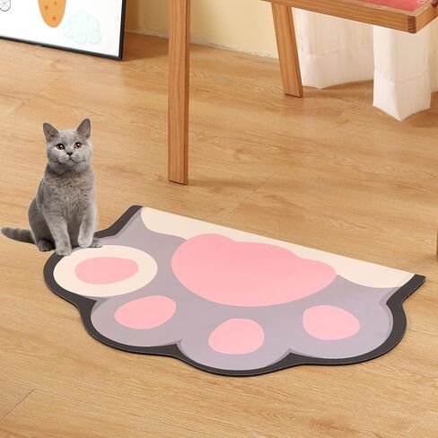 Stiio - Cat Food Mat, Rubber Backed Pet Feeding Mat for Floor Non-Slip Waterproof Dog Water Bowl Tray, Easy to Clean Pet Placemat, Grey 17x28 inches in Saudi Arabia