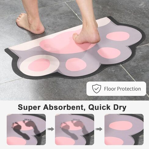 Stiio - Cat Food Mat, Rubber Backed Pet Feeding Mat for Floor Non-Slip Waterproof Dog Water Bowl Tray, Easy to Clean Pet Placemat, Grey 17x28 inches in Saudi Arabia