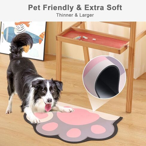 Stiio - Cat Food Mat, Rubber Backed Pet Feeding Mat for Floor Non-Slip Waterproof Dog Water Bowl Tray, Easy to Clean Pet Placemat, Grey 17x28 inches in Saudi Arabia