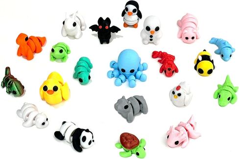 21 PCS MINI 3D Printed Animal Set ، ألعاب حيوانية لطيفة مرنة لعيد الميلاد ، رأس السنة الجديدة ، هدايا أعياد الميلاد وديكور سطح المكتب على سطح المكتب in Kuwait
