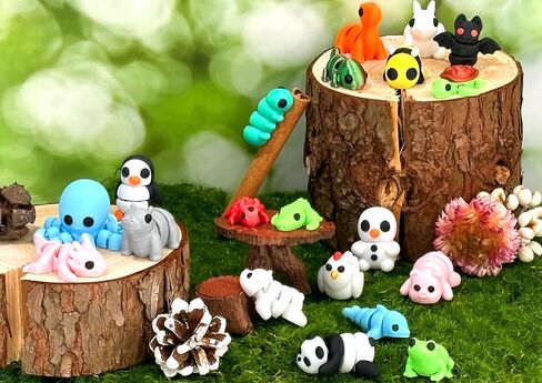 21 PCS MINI 3D Printed Animal Set ، ألعاب حيوانية لطيفة مرنة لعيد الميلاد ، رأس السنة الجديدة ، هدايا أعياد الميلاد وديكور سطح المكتب على سطح المكتب in Kuwait