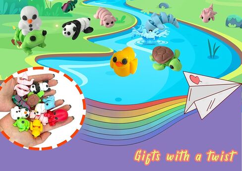 21 PCS MINI 3D Printed Animal Set ، ألعاب حيوانية لطيفة مرنة لعيد الميلاد ، رأس السنة الجديدة ، هدايا أعياد الميلاد وديكور سطح المكتب على سطح المكتب in Kuwait