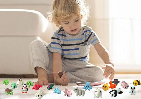 21 PCS MINI 3D Printed Animal Set ، ألعاب حيوانية لطيفة مرنة لعيد الميلاد ، رأس السنة الجديدة ، هدايا أعياد الميلاد وديكور سطح المكتب على سطح المكتب in Kuwait