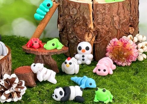 21 PCS MINI 3D Printed Animal Set ، ألعاب حيوانية لطيفة مرنة لعيد الميلاد ، رأس السنة الجديدة ، هدايا أعياد الميلاد وديكور سطح المكتب على سطح المكتب in Kuwait